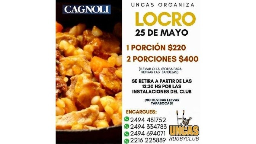 Uncas organiza el locro del 25 de mayo